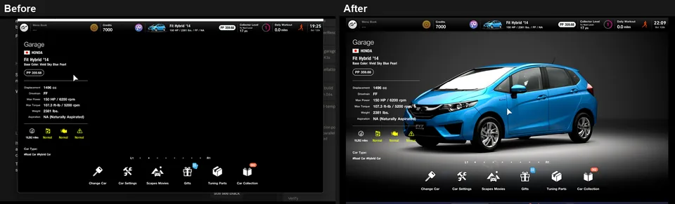 Gran Turismo 7 garage captured on the October 12 AnyPS5 integration