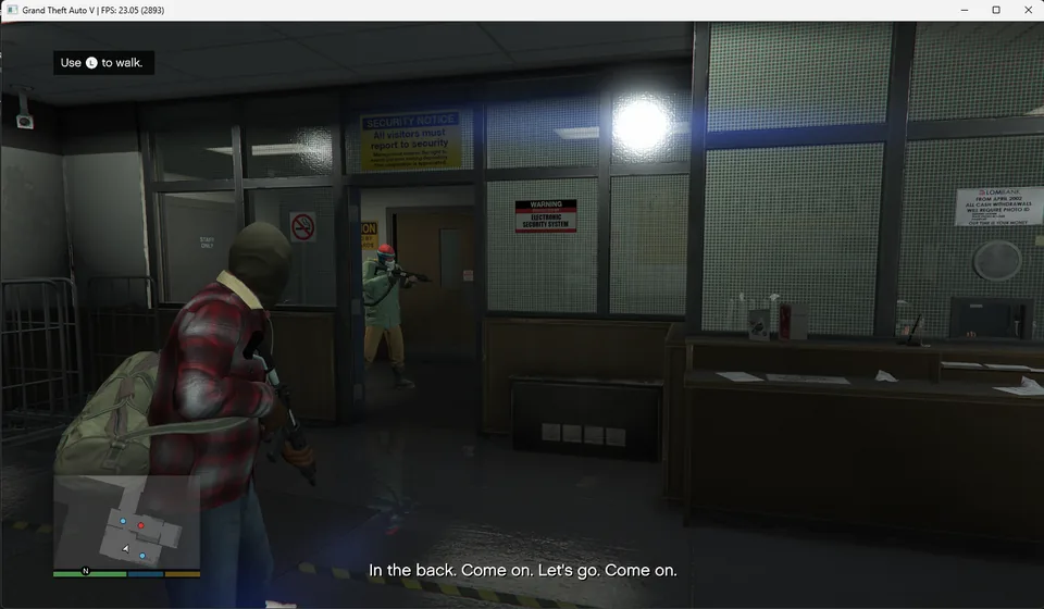 GTA V PS5 prologue bank scene on an AnyPS5 testing branch